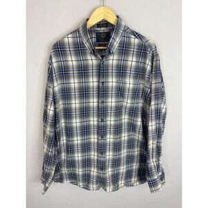 Viyella Canada Mens Blue Plaid Cotton Wool Blend 20/80 Button Down Shirt 2XL
